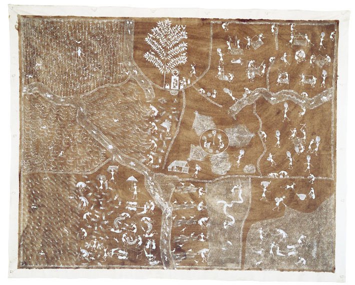 Jivya Soma Mashe, Untitled, 1998, acrylic and cowdung on canvas, 100x125 cm