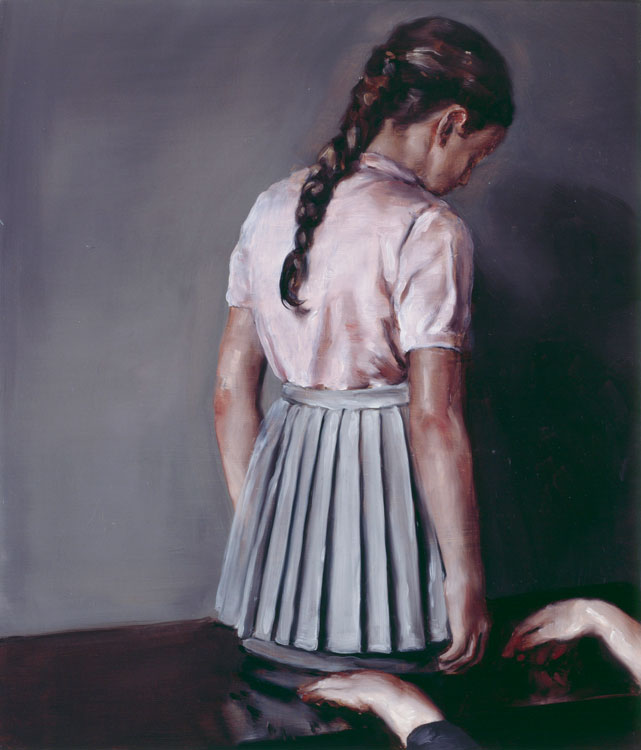 Michaël Borremans, The Skirt 2005, oil on canvas