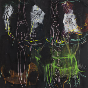 Per Kirkeby, Untitled (Aksel Jørgensen), 2010, mixed media on blackboard, 122 cm x 122 cm