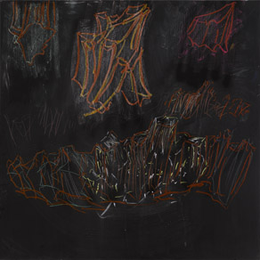 Per Kirkeby, Untitled (Læsø), 2008, mixed media on blackboard, 122 cm x 122 cm