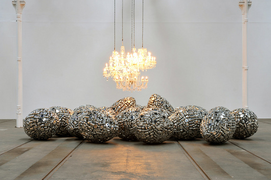 Subodh Gupta, Installation view, Take Off Your Shoes and Wash Your Hands, Tramway, Glasgow Scotland