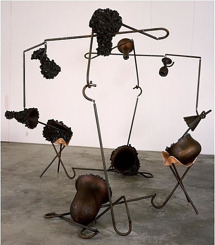 Tunga, Beauty and the beast, 2000-2001, cast iron, iron, magnets, iron fillings and leather