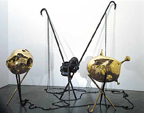 Tunga, Beauty and the beast, 2002-2003, cast bronze and copper magnets