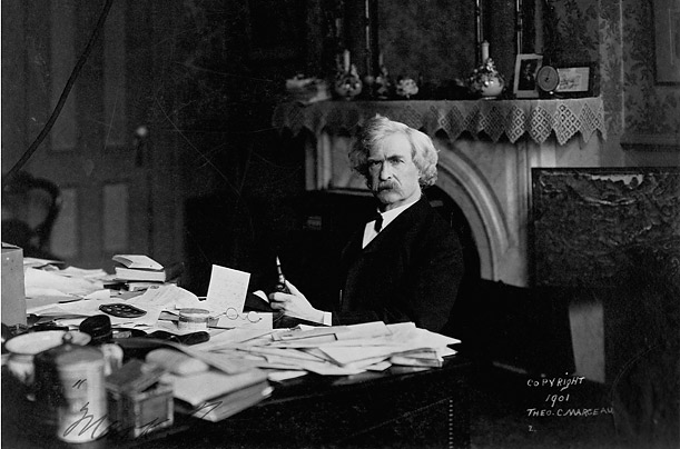 Mark Twain at his desk