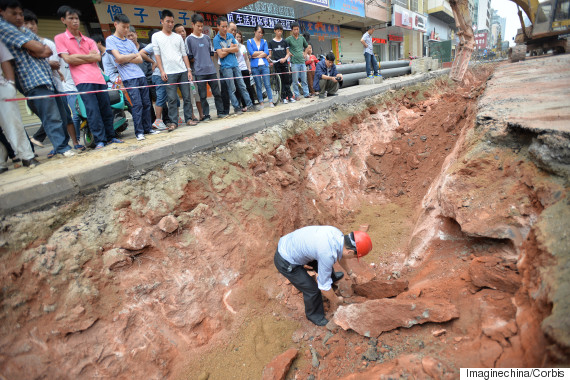 Dinosaur egg fossils found during road works in southern China