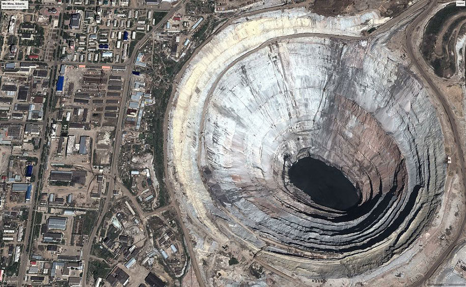 The world's biggest diamond mine in Mir, Russia.