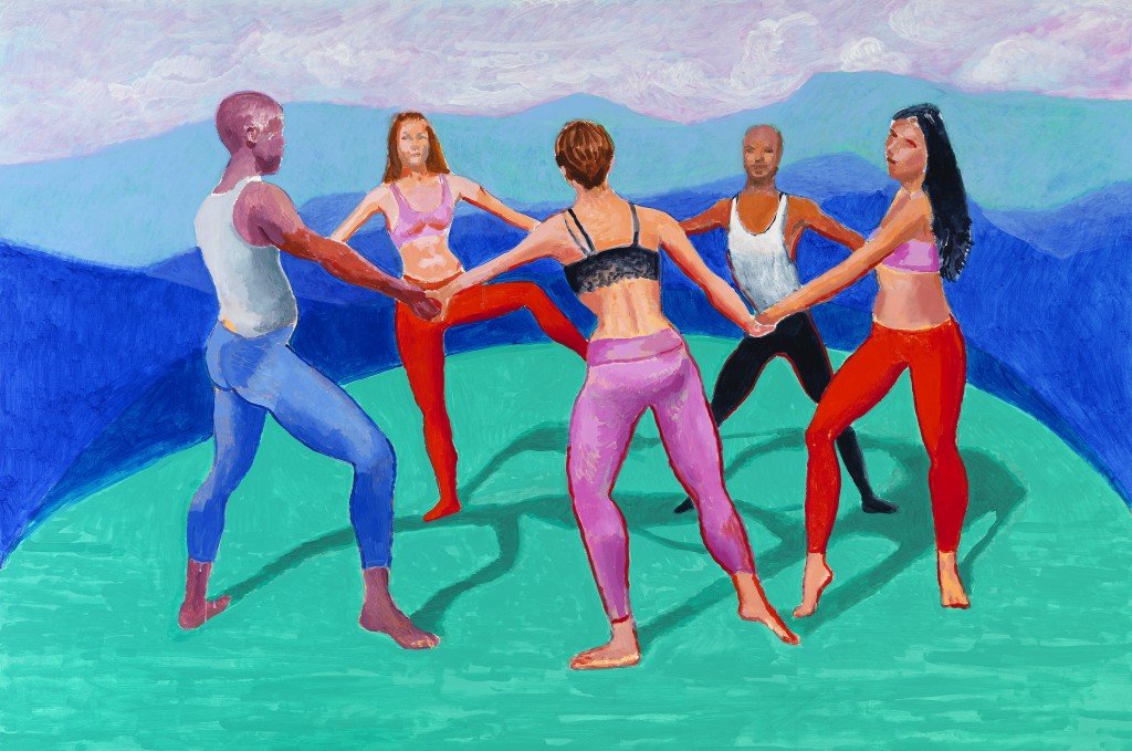 David Hockney "Dancers VIII" 2014 Acrylic on canvas 48 x 72" © David Hockney Photo Credit: Richard Schmidt