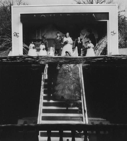 During the underwater wedding, with Bob Smith and his soon to be wife Mary Beth Sanger.