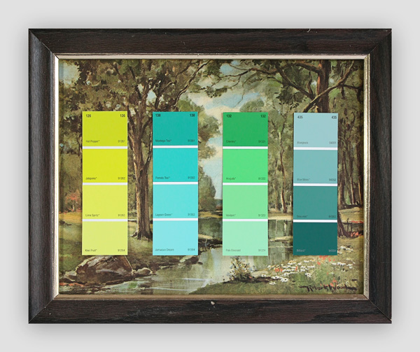 Know-Your-Color-Charts--Winter,-Spring,-Summer,-Autumn-(Four-Panels)-(2)---paint-store-color-samples-on-found-prints---2010---each-panel-13-x-16-x-1---002