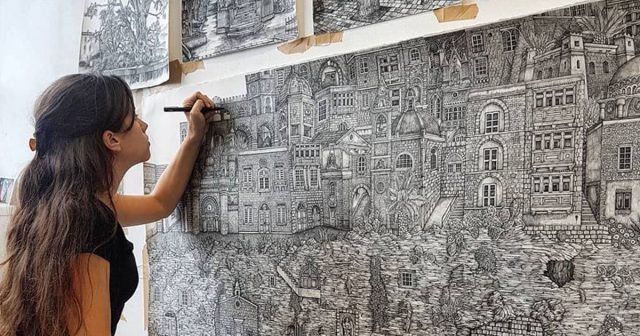 Detailed Pen Drawings That Combine Real And Imaginary Landscapes By ...