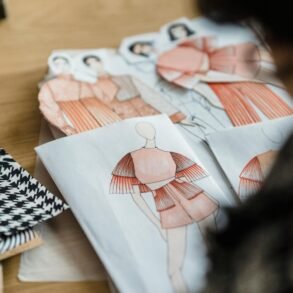 Crop designer working at table.