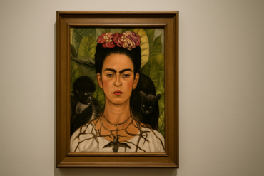 Portrait of woman with flowers and animals. 